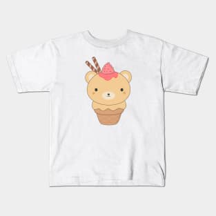 Kawaii Cute Ice Cream Bear T-Shirt Kids T-Shirt